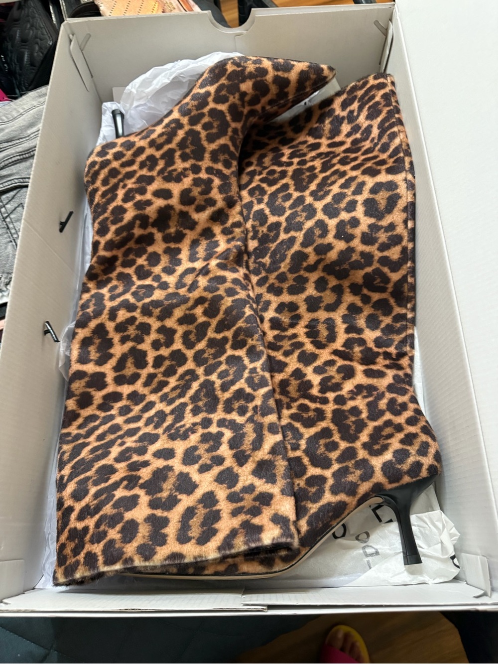 ALDO Leopard Print Over-The-Knee Pointed Toe Boots - Brown & Black